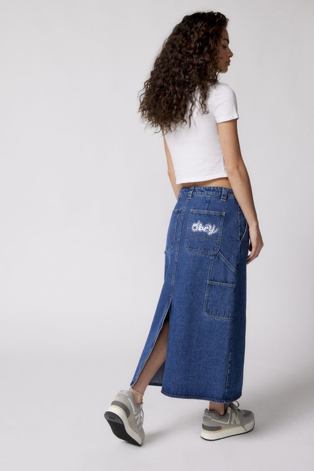 OBEY Juniper Embroidered Denim Midi Skirt #3