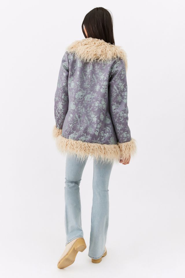 UO Amber Brocade Faux Fur Coat #2