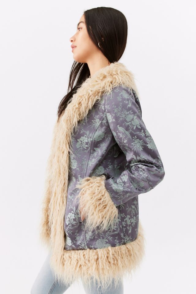 UO Amber Brocade Faux Fur Coat #3