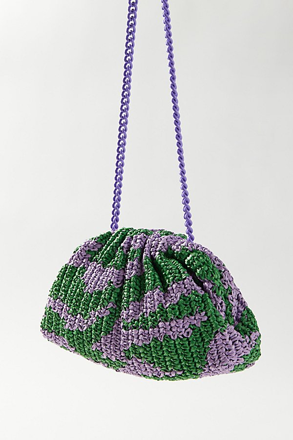 Maria La Rosa Game Crochet Clutch Bag In Green + Purple