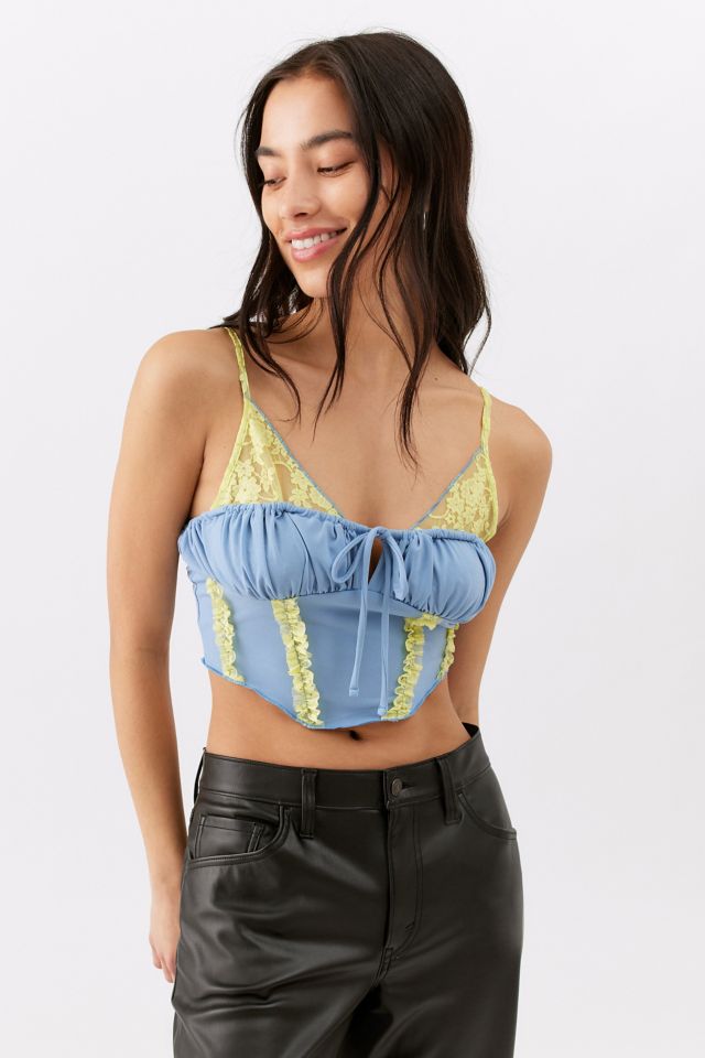 UO Farrah Sheer Lace Corset Cami