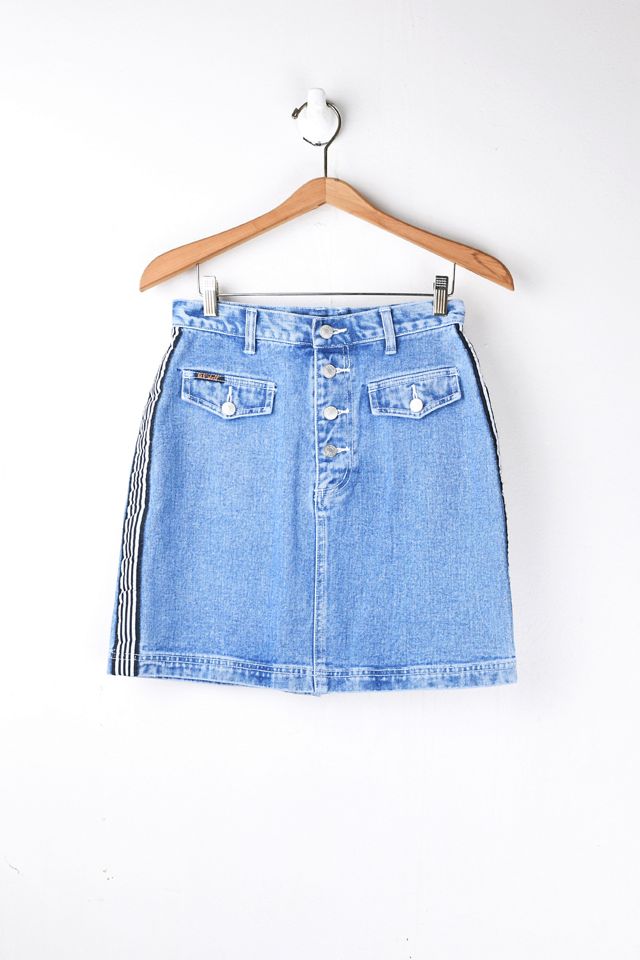 Vintage Y2k Revolt Striped MidWash Denim Mini Skirt Urban Outfitters