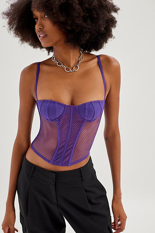 Out From Under Modern Love Overdrive Fishnet Corset In Purple
