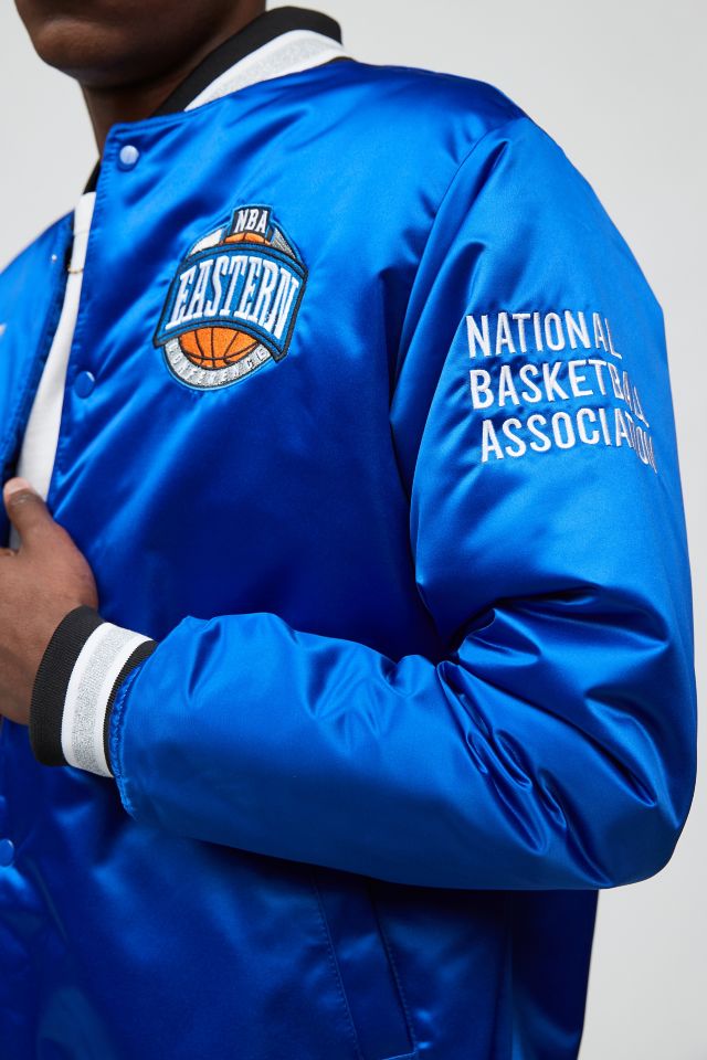 Mitchell & Ness Mens Special Script Heavyweight Satin Jacket Football  Athletic Outerwear Casual - Blue - Size XS at  Men's Clothing store