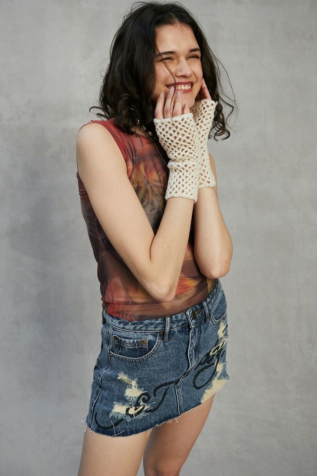 Ed Hardy UO Exclusive Tigers Denim Mini Skirt #2