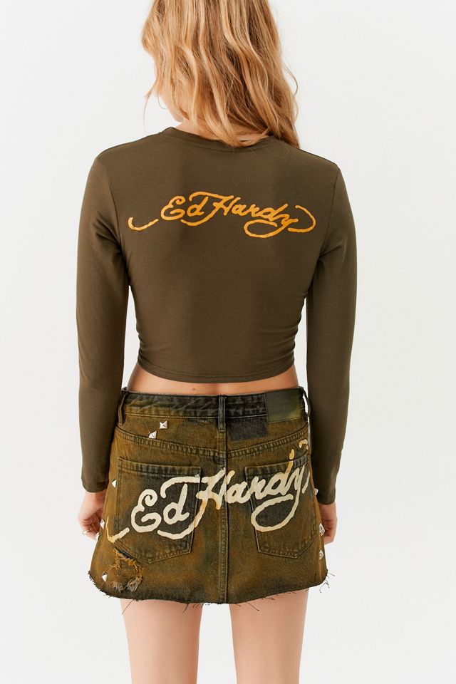 Ed Hardy UO Exclusive Hand-Painted Denim Mini Skirt #1