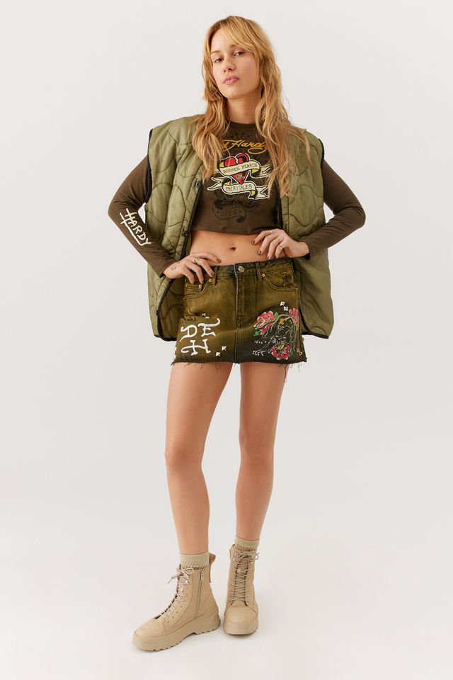 Ed Hardy UO Exclusive Hand-Painted Denim Mini Skirt #3
