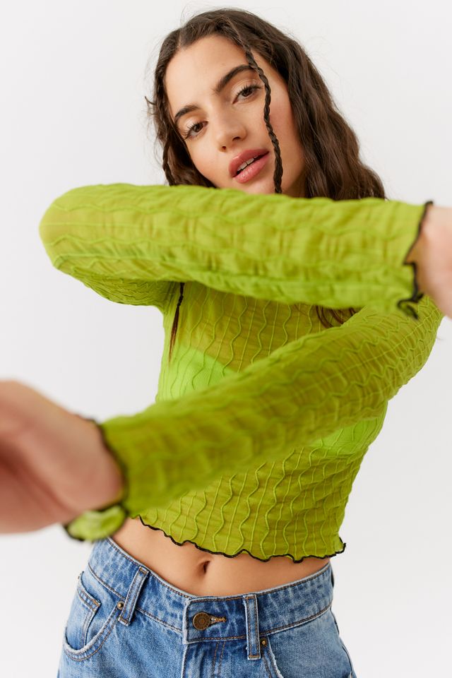 UO Mimi Semi-Sheer Textured Top #3