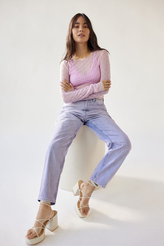 UO Mimi Semi-Sheer Textured Crew Neck Top #2