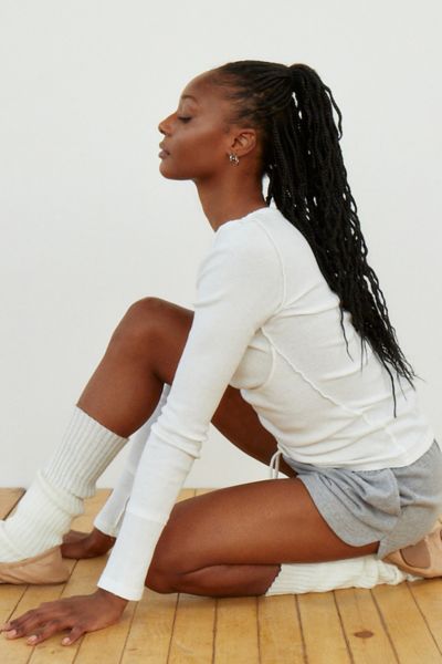 Urban Outfitters Uo Pretty As A Portrait Long Sleeve Top In White