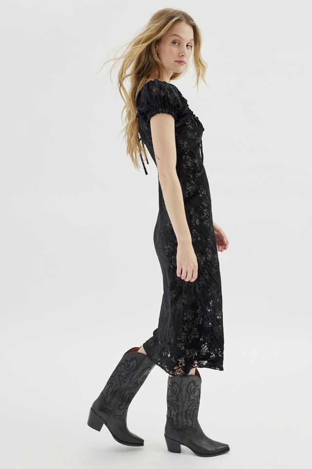 UO Becca Velvet Puff Sleeve Midi Dress #2