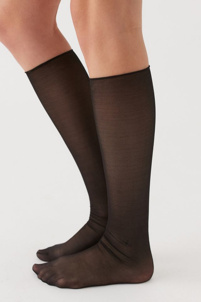 Checkered & Sheer Knee-High Trouser Sock 2-Pack #2