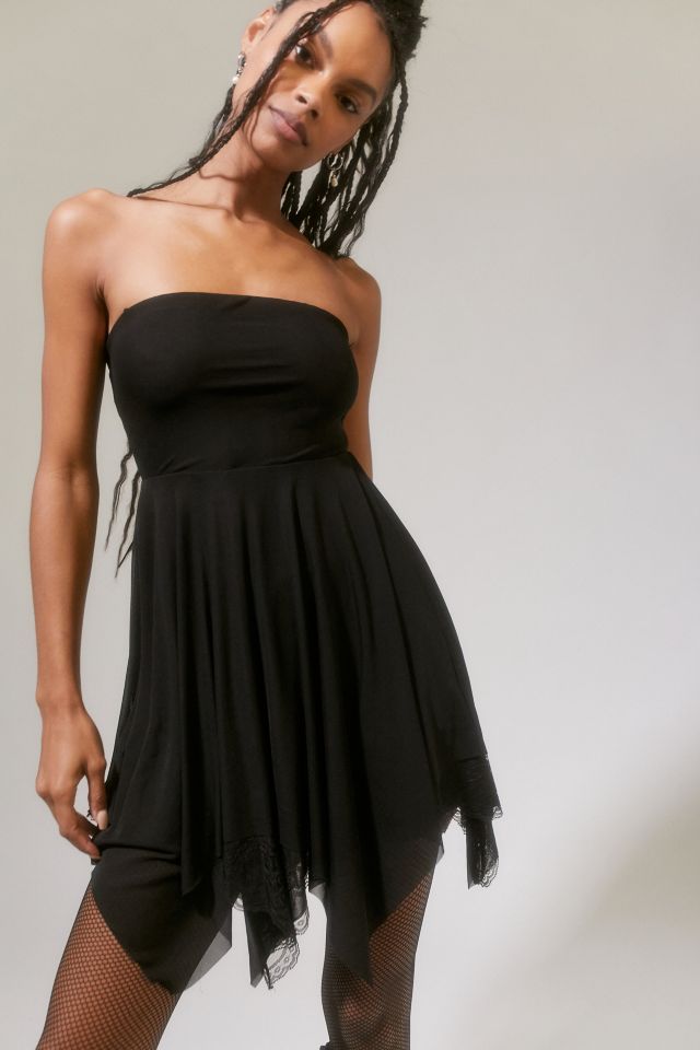 Black lace strapless dress sale