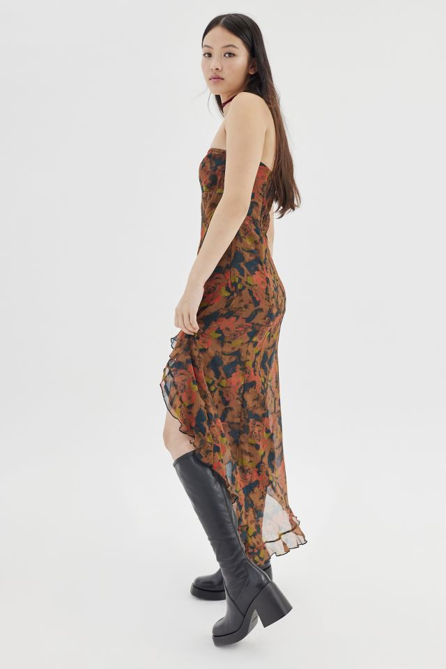 UO Rosie Strapless Ruffle Midi Dress #1