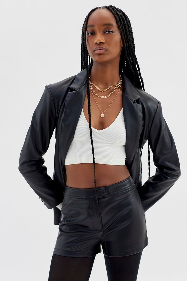 UO Faux Leather Moto Short | Urban Outfitters
