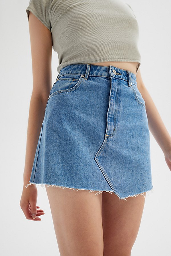Abrand A-line Cutoff Denim Mini Skirt In Light Blue