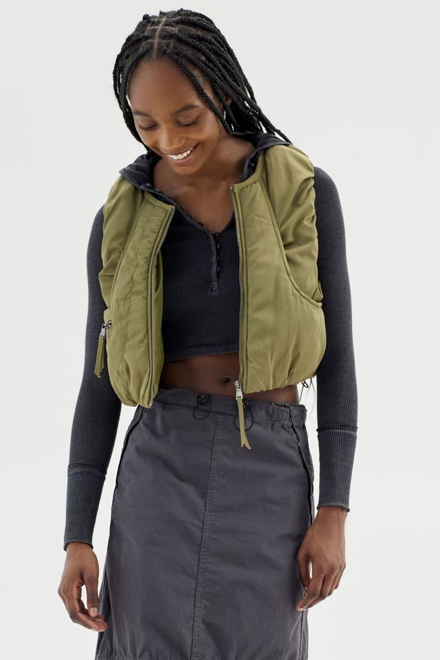 UO Drew Cropped Zip-Up Vest