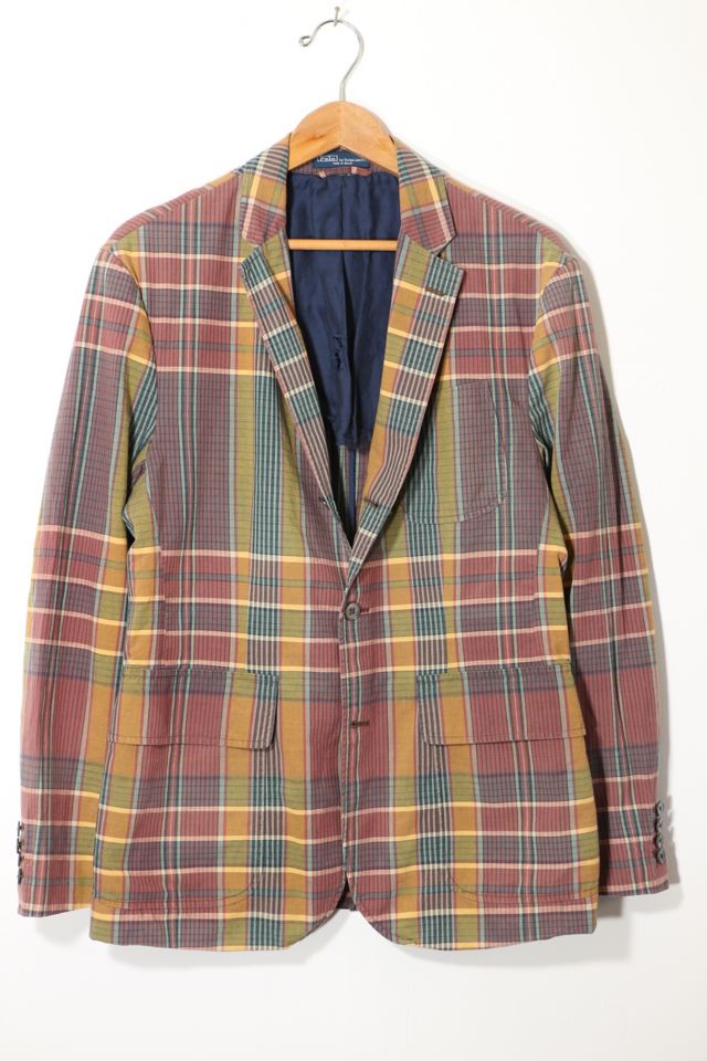 Vintage Polo Ralph Lauren Cotton Patch Pocket Madras Plaid Blazer ...