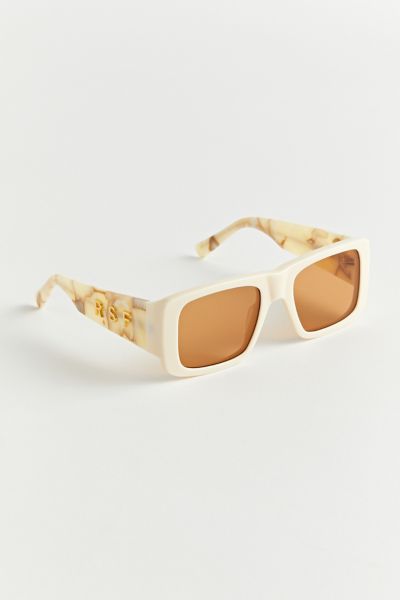 OFF-WHITE Arthur Square Frame Sunglasses Yellow Marble/White