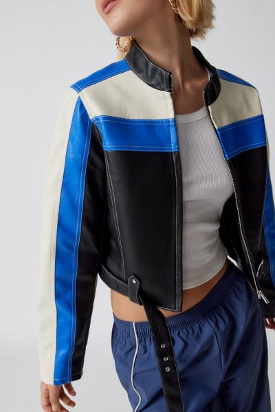 UO Jordan Faux Leather Racer Moto Jacket