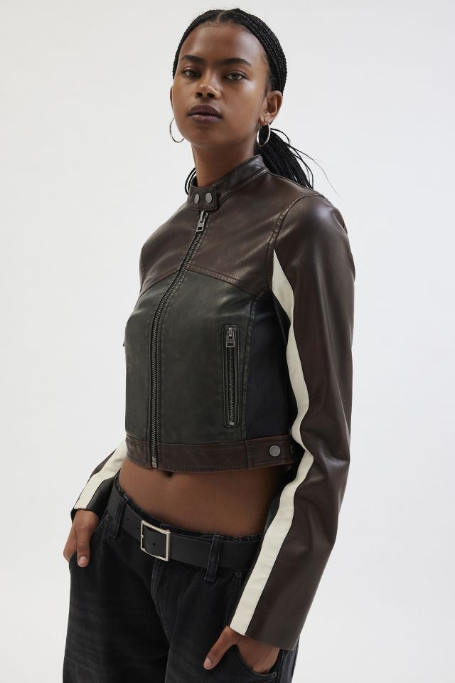 UO Jordan Faux Leather Fitted Racer Moto Jacket #1