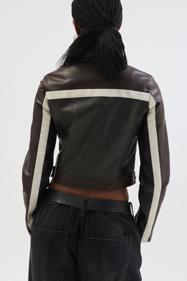 UO Jordan Faux Leather Fitted Racer Moto Jacket #3