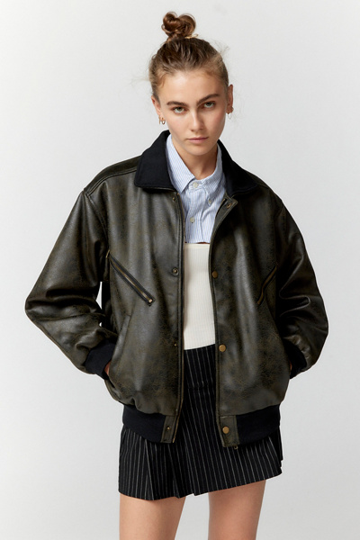 Faux Leather Jacket Bomber Urban Outfitters Urban Outfitters Uo