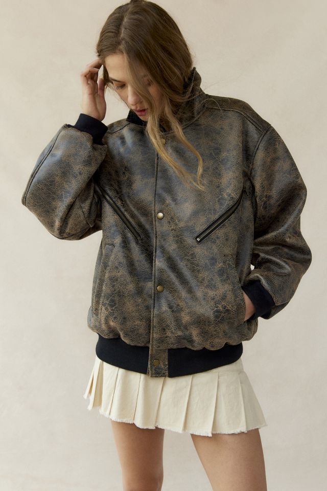 UO Erin Faux Leather Oversized Jacket #3