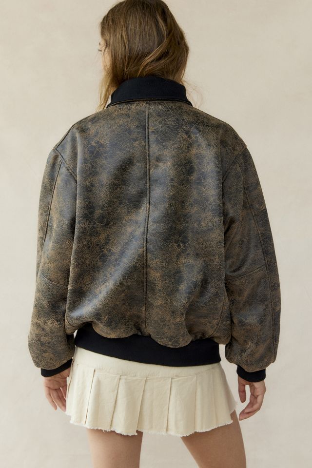 UO Erin Faux Leather Oversized Jacket #5