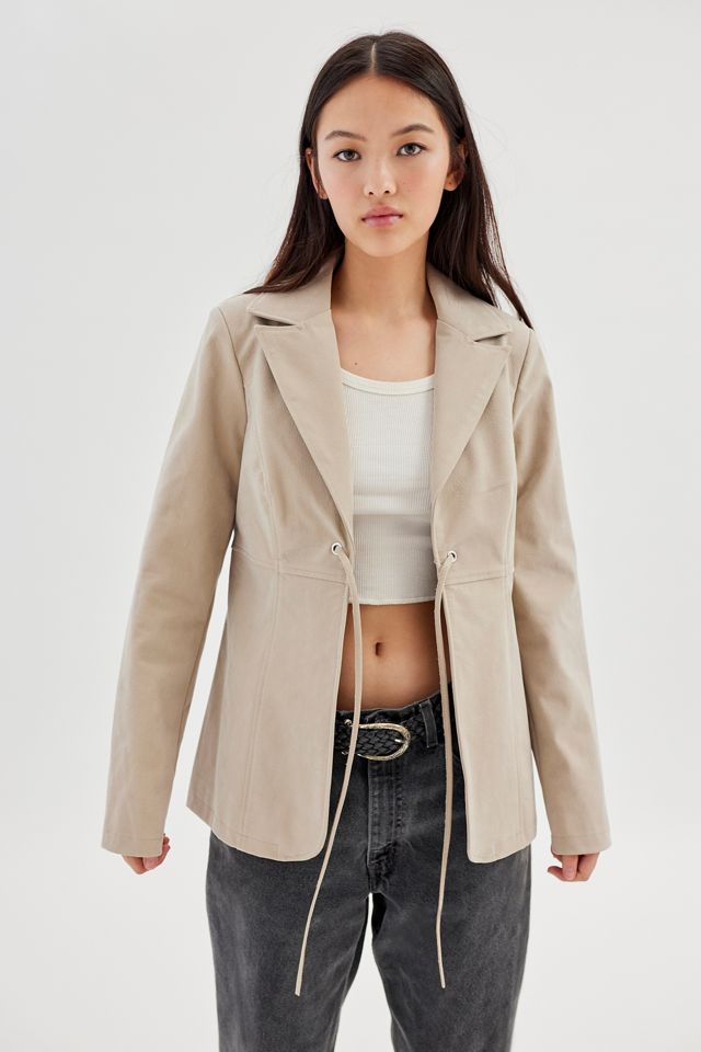 UO Noa Faux Suede Tie-Front Jacket | Urban Outfitters