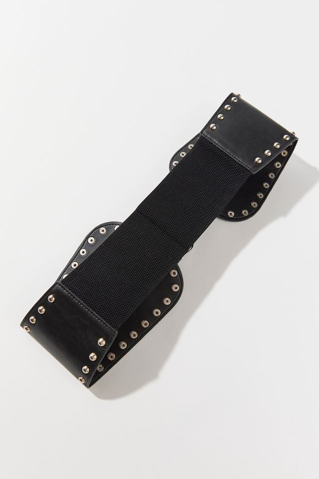 UO Stud Double-Buckle Wide Belt, Black, NWT Stud Double-Buckle Wide Belt | Urban Outfitters main image 2