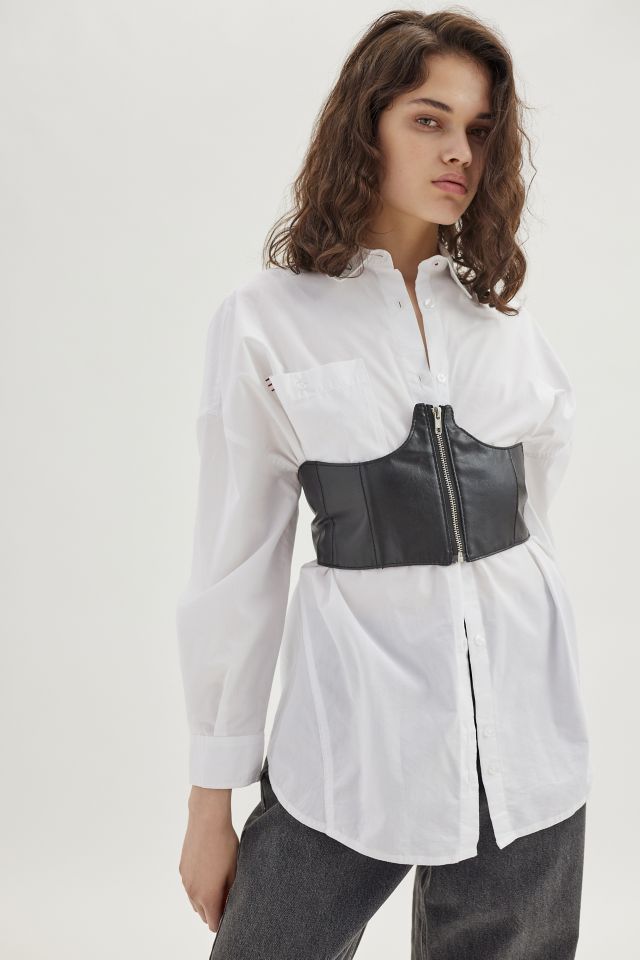 Zippered Faux Leather Wide Belt #2