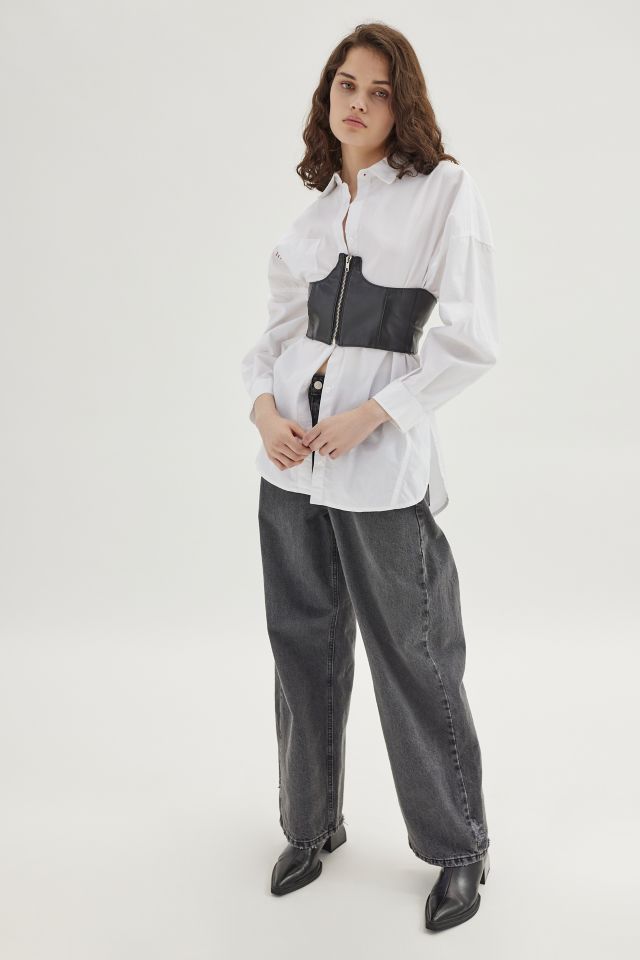 Zippered Faux Leather Wide Belt #3