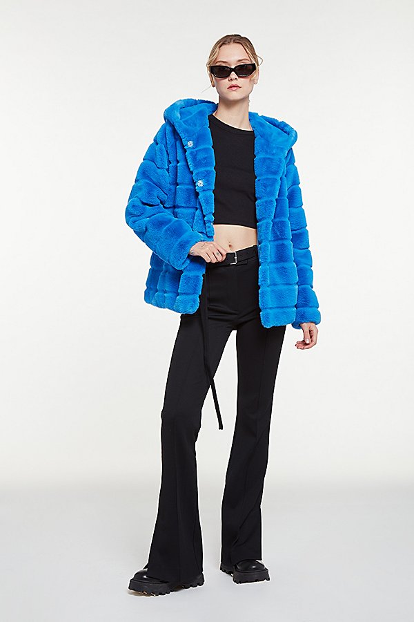 Apparis Goldie Faux Fur Coat In Azure Blue