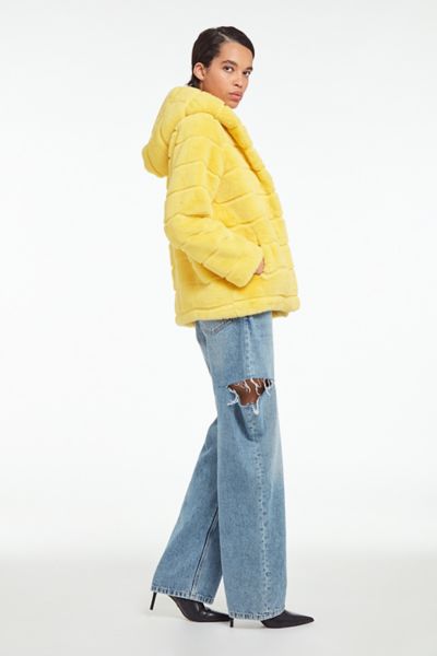 Apparis Faux-fur Hooded Jacket In Maize