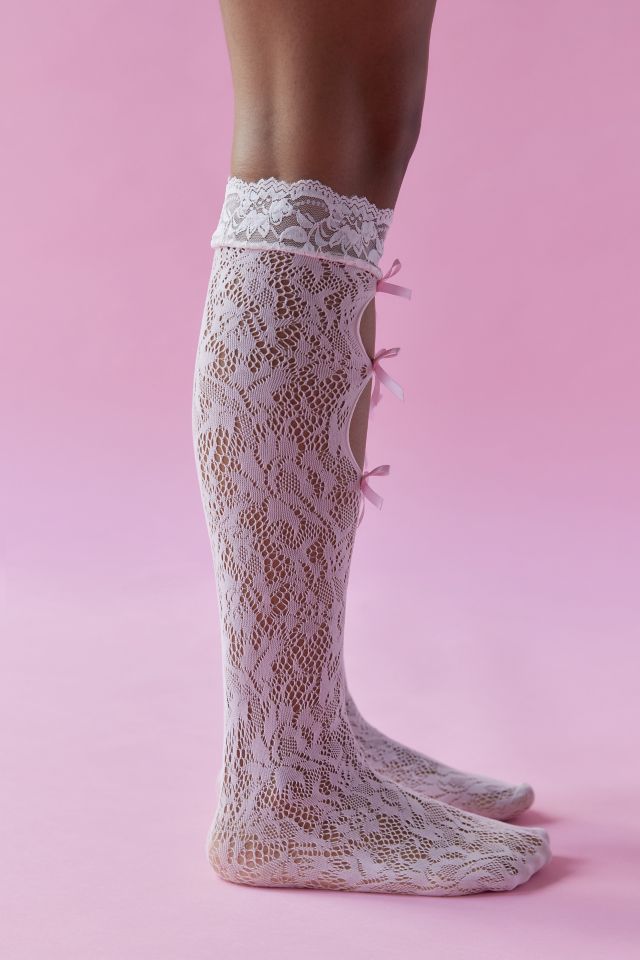 Chaussette Haute Cuisse en Dentelle Découpée #1