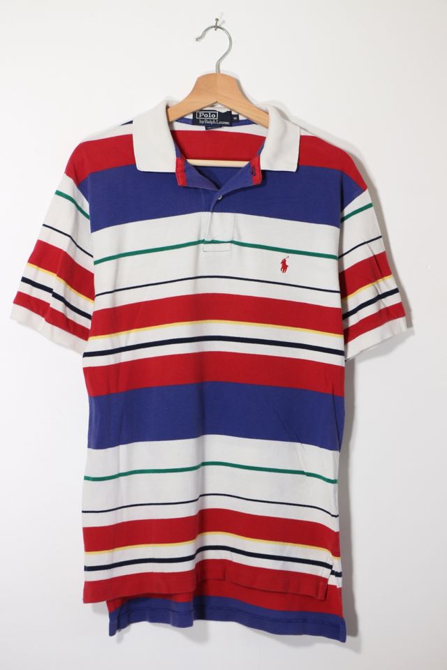 Vintage Polo Ralph Lauren Variegated Stripe Pique Polo Shirt