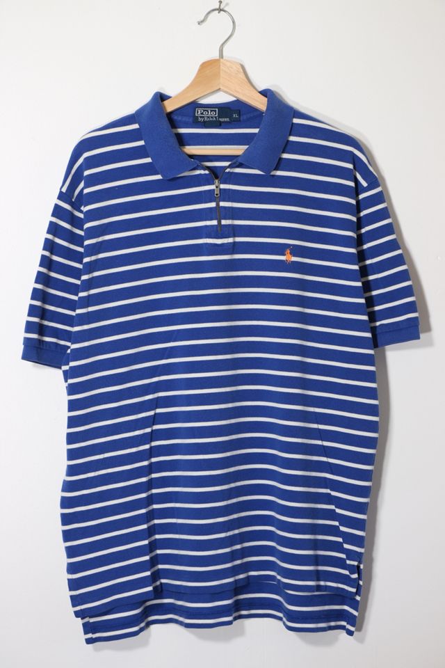 Vintage Polo Ralph Lauren Zip Closure Striped Pique Polo Shirt | Urban ...