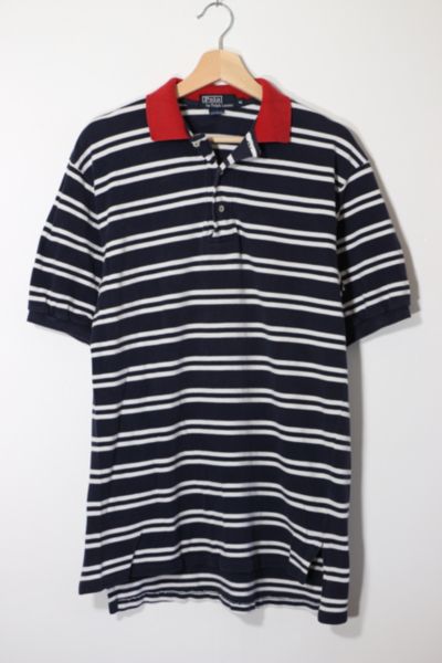 Vintage 1980s Polo Ralph Lauren Contrast Collar Striped Pique Polo ...