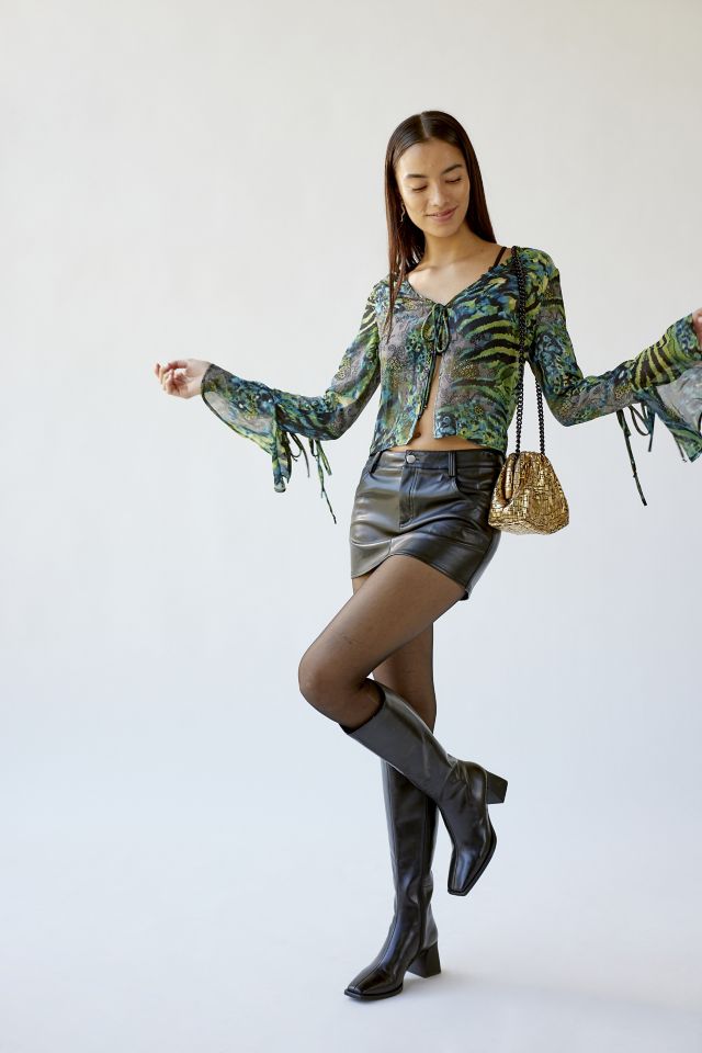 Urban Renewal Remnants Animal Print Bell Sleeve Tie-Front Top #2