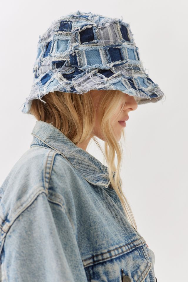 Jane Frayed Patchwork Bucket Hat | Urban Outfitters