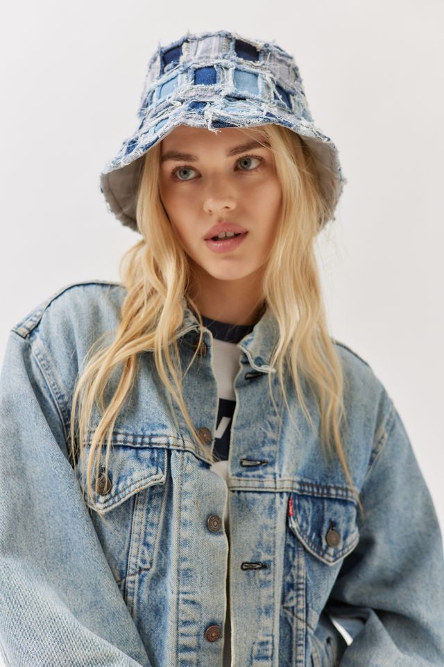 Chapeau de pêcheur effiloché en patchwork Jane #2