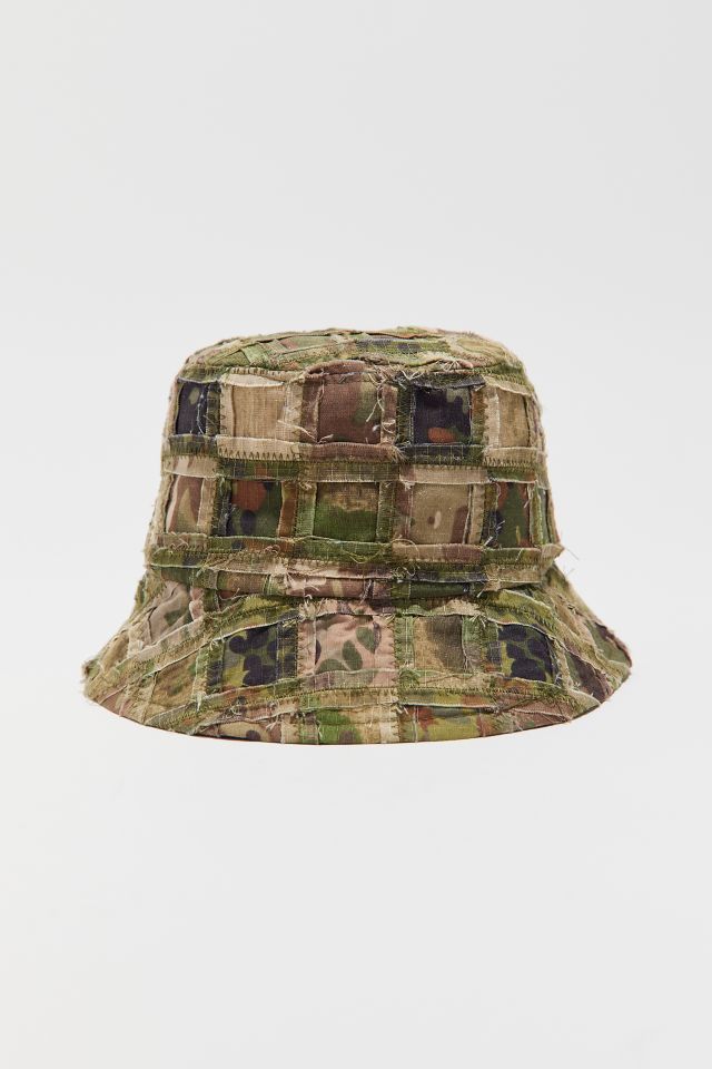 Jane Frayed Patchwork Denim Bucket Hat #1