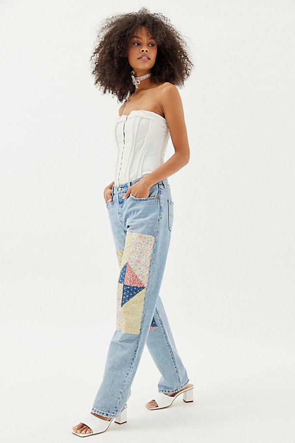 Shop Levi's 501 90's Jean - Patchwork Road Tripping In Light Blue, Women's At Urban Outfitters