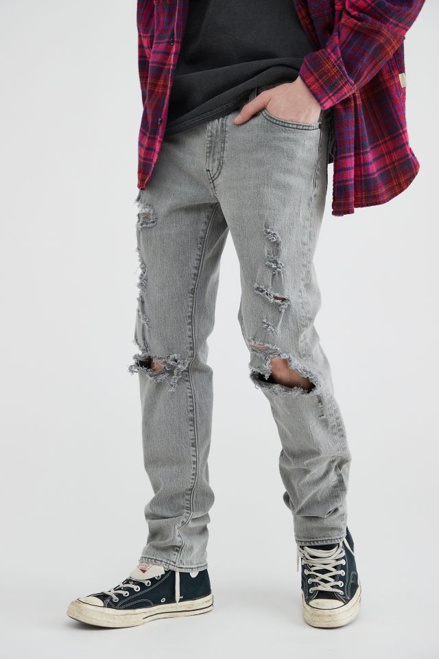 Levi's grey hot sale ripped jeans