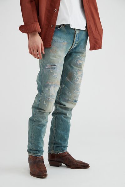Levi's 501 54 Destructed Straight Leg Jean In Vintage Denim Light