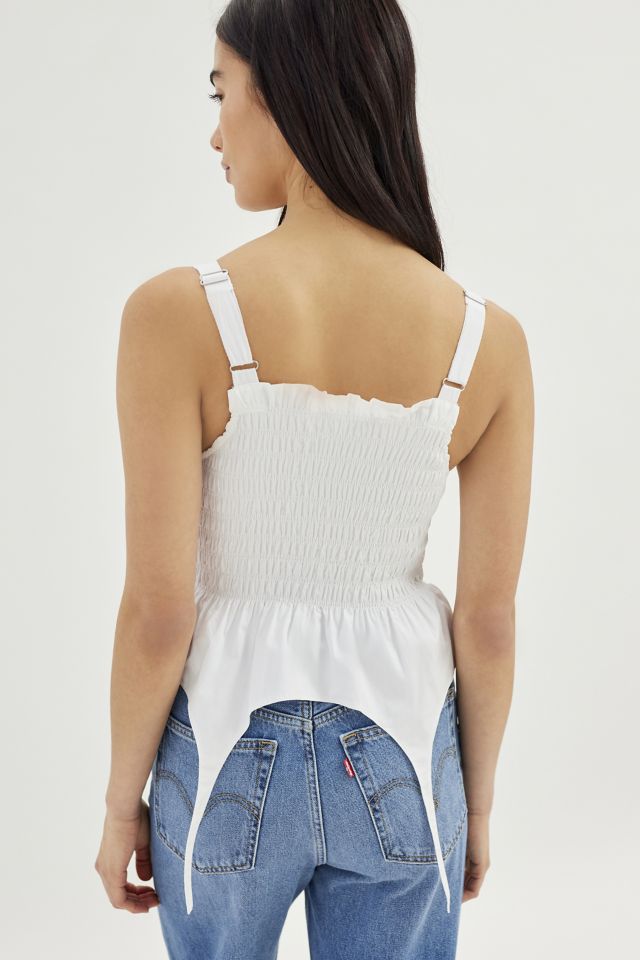 Urban Outfitters Uo Sydney Smocked Tank Top in White