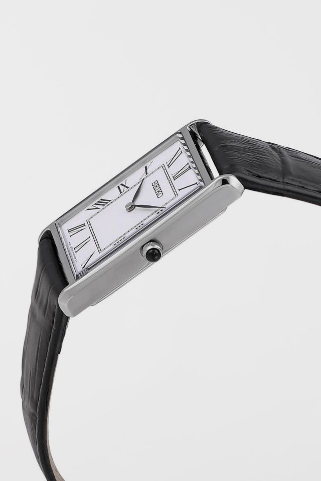 Seiko Essentials Quartz Black Leather Watch SWR049 | Urban