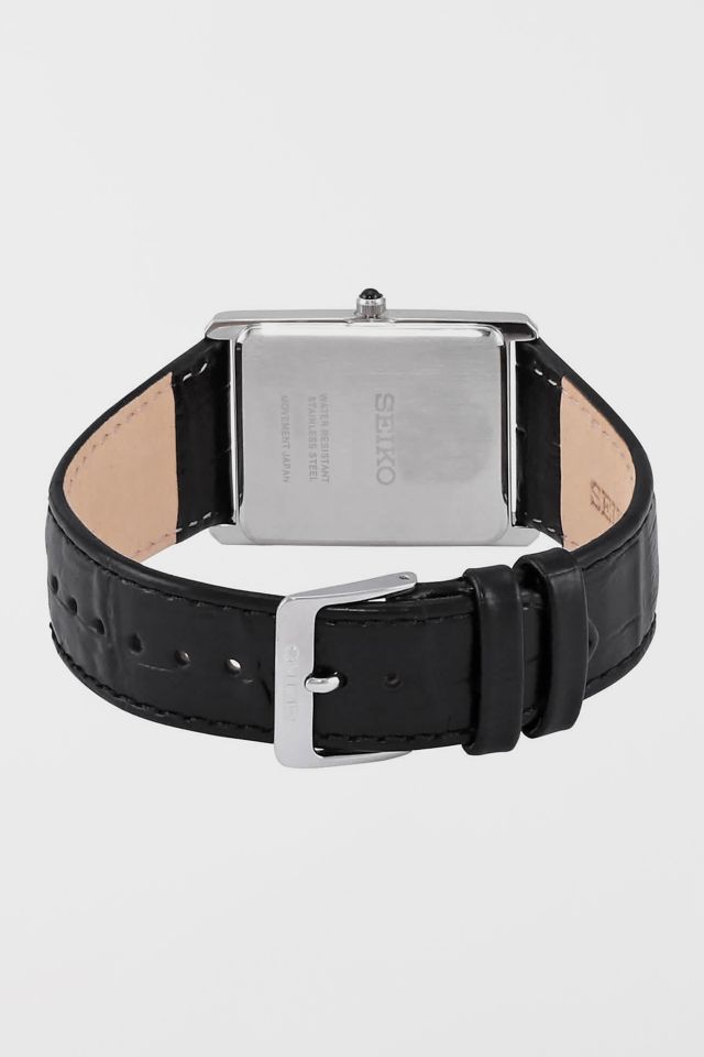 Seiko Essentials Quartz Black Leather Watch SWR049 #2