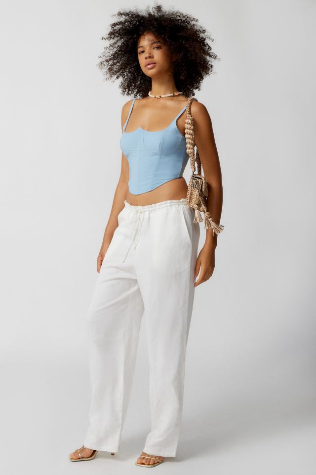 Urban Outfitters Uo Serene Lace-up Bustier Cami In White,at